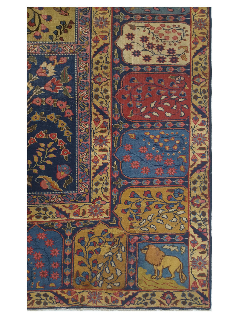 Fasa Antique Khoy 67207 Gold Blue Traditional Antique Rug