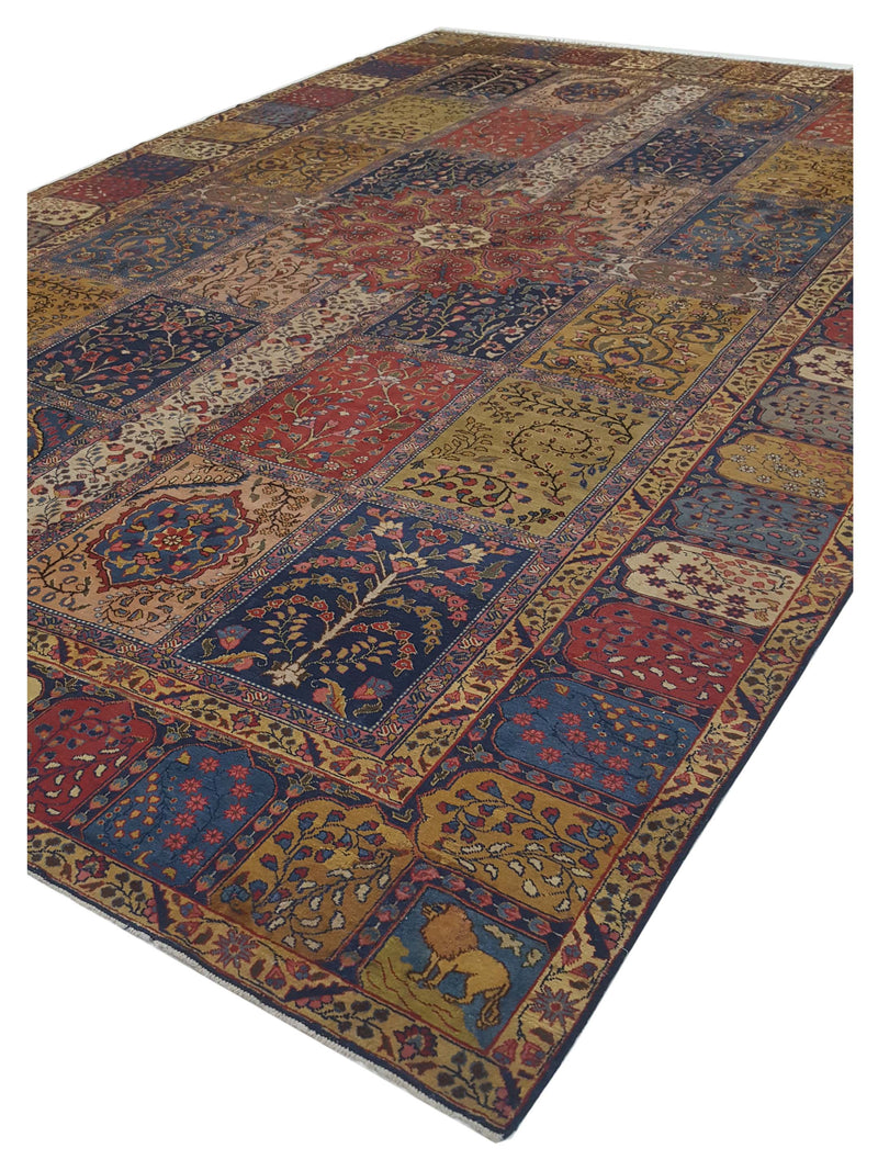Fasa Antique Khoy 67207 Gold Blue Traditional Antique Rug