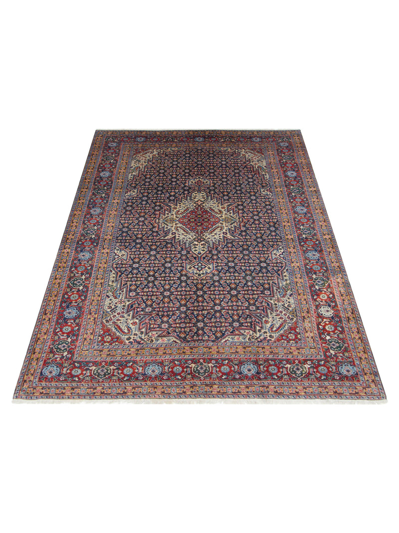 Pacific Senneh 67227 Navy Red Traditional Hand Knotted Rug