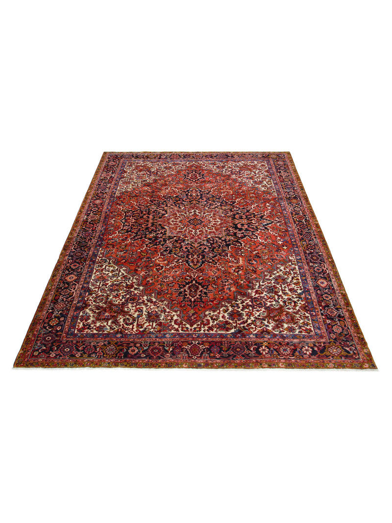 Pacific Heriz 67247 Red Navy Traditional Hand Knotted Rug