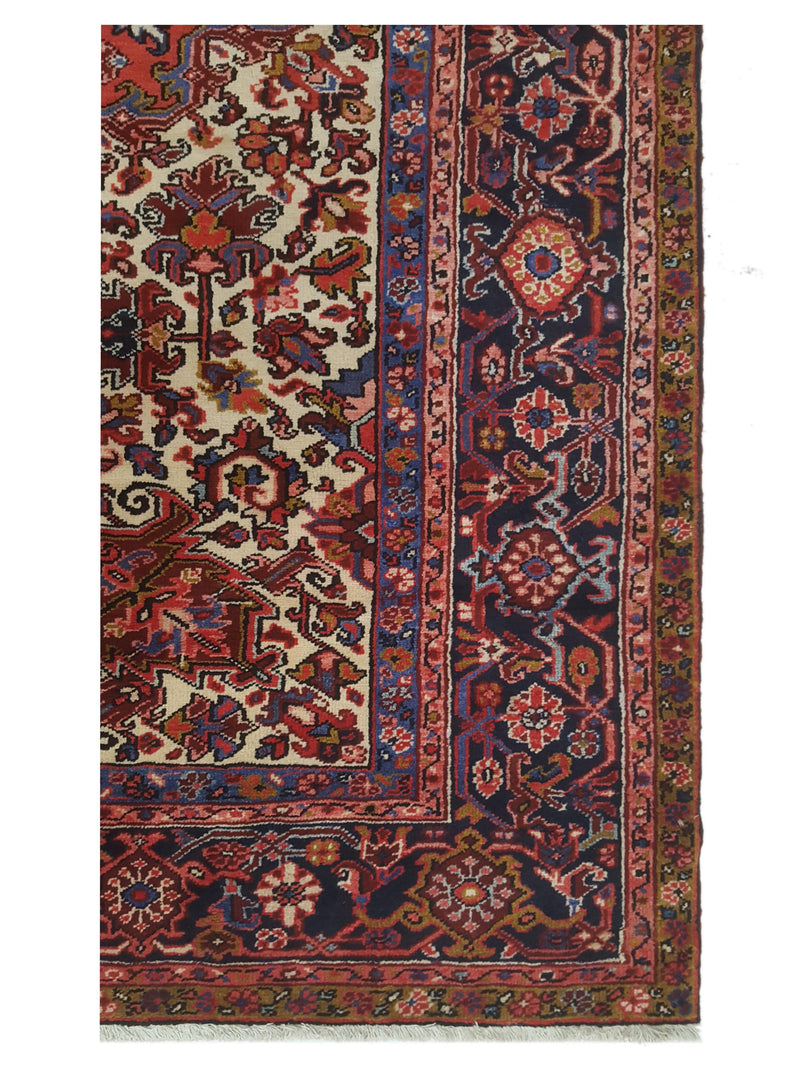 Pacific Heriz 67247 Red Navy Traditional Hand Knotted Rug