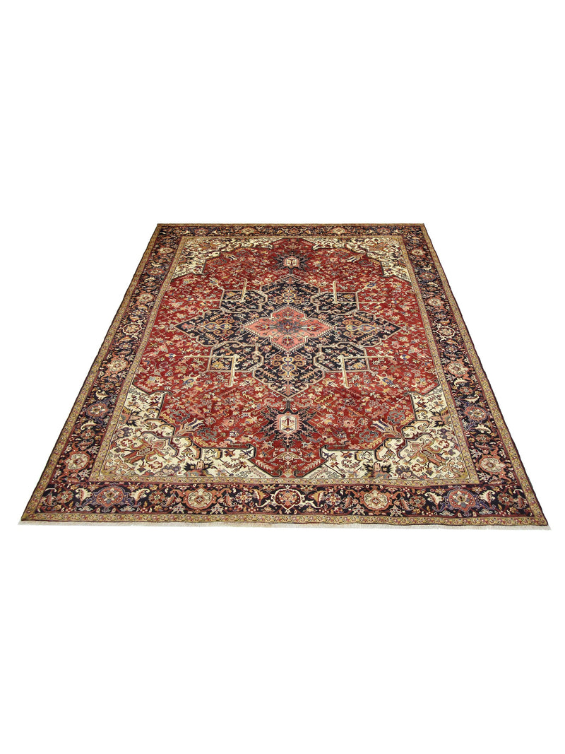 Pacific Heriz 67271 Navy Red Traditional Hand Knotted Rug