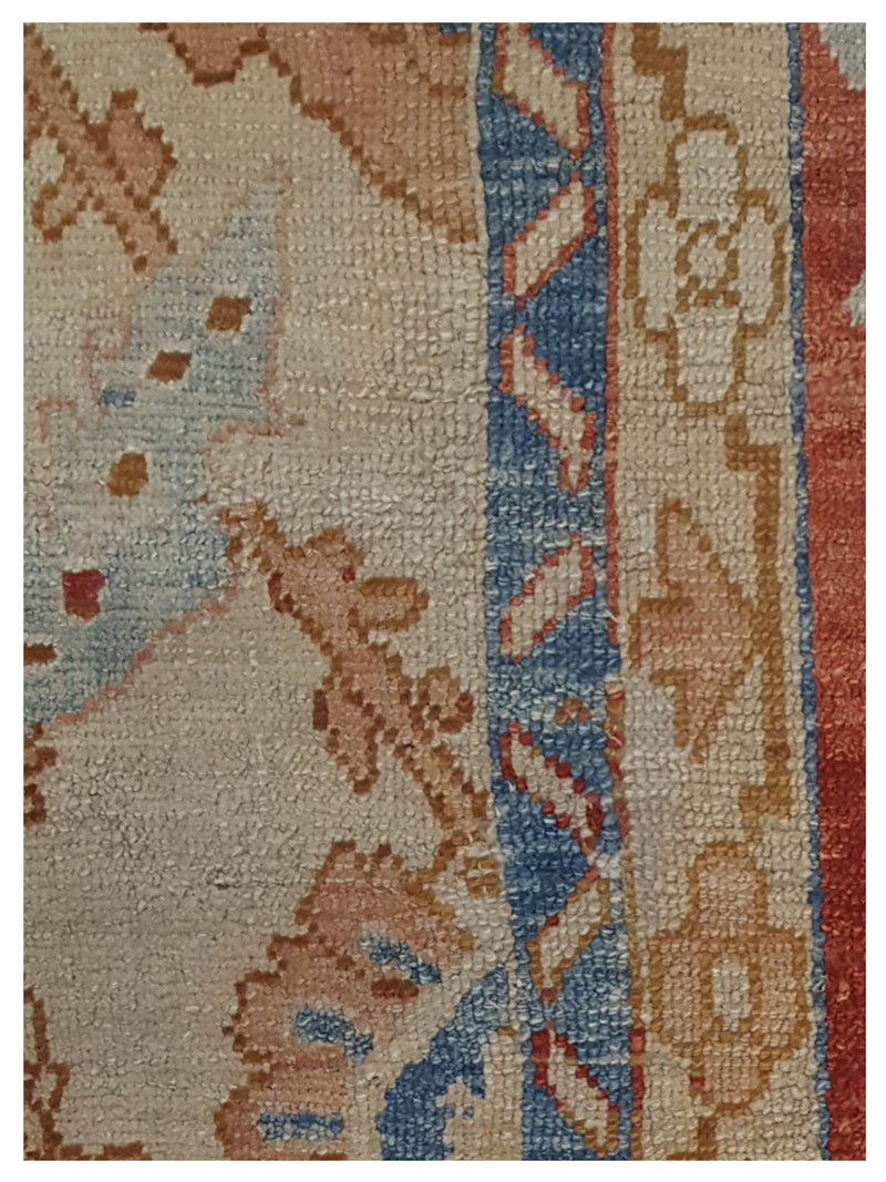 Pacific Ushak 67303 Beige Burgundy Traditional Hand Knotted Rug