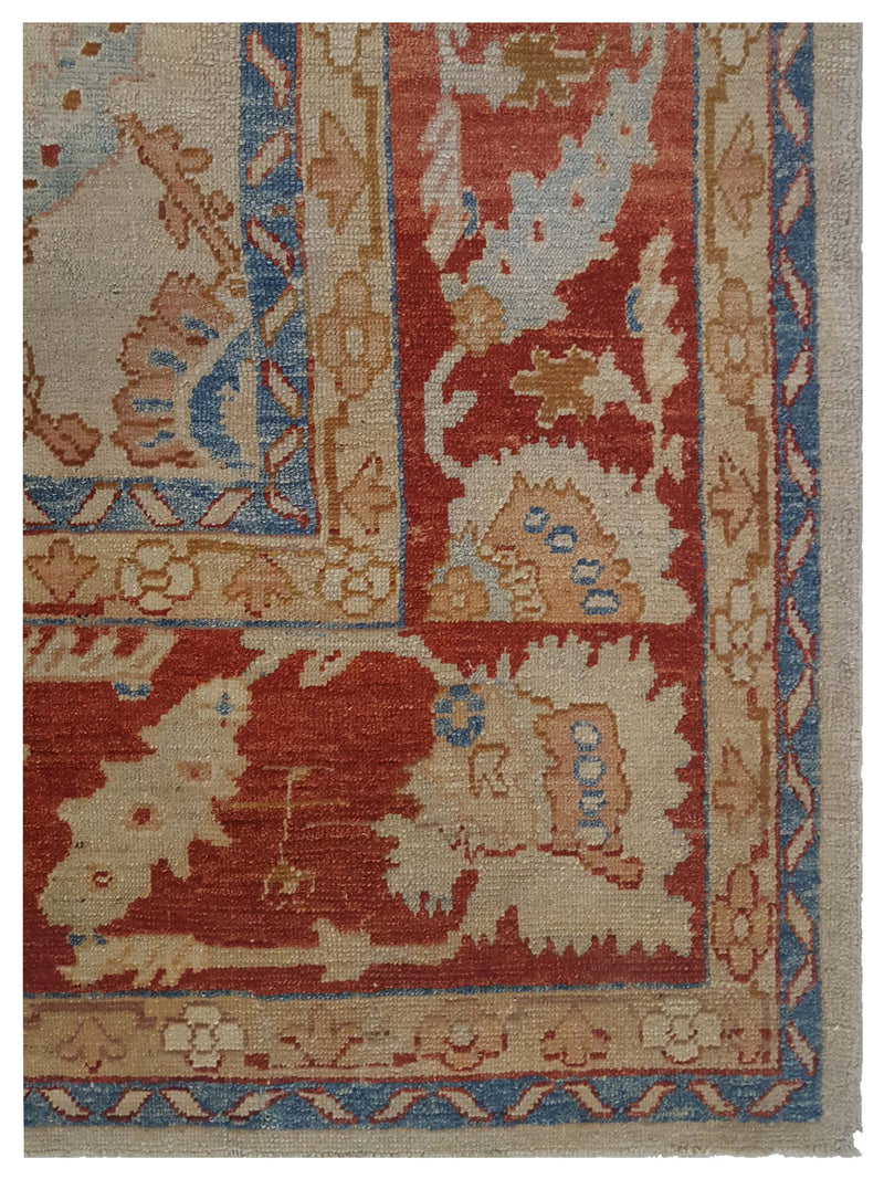 Pacific Ushak 67303 Beige Burgundy Traditional Hand Knotted Rug
