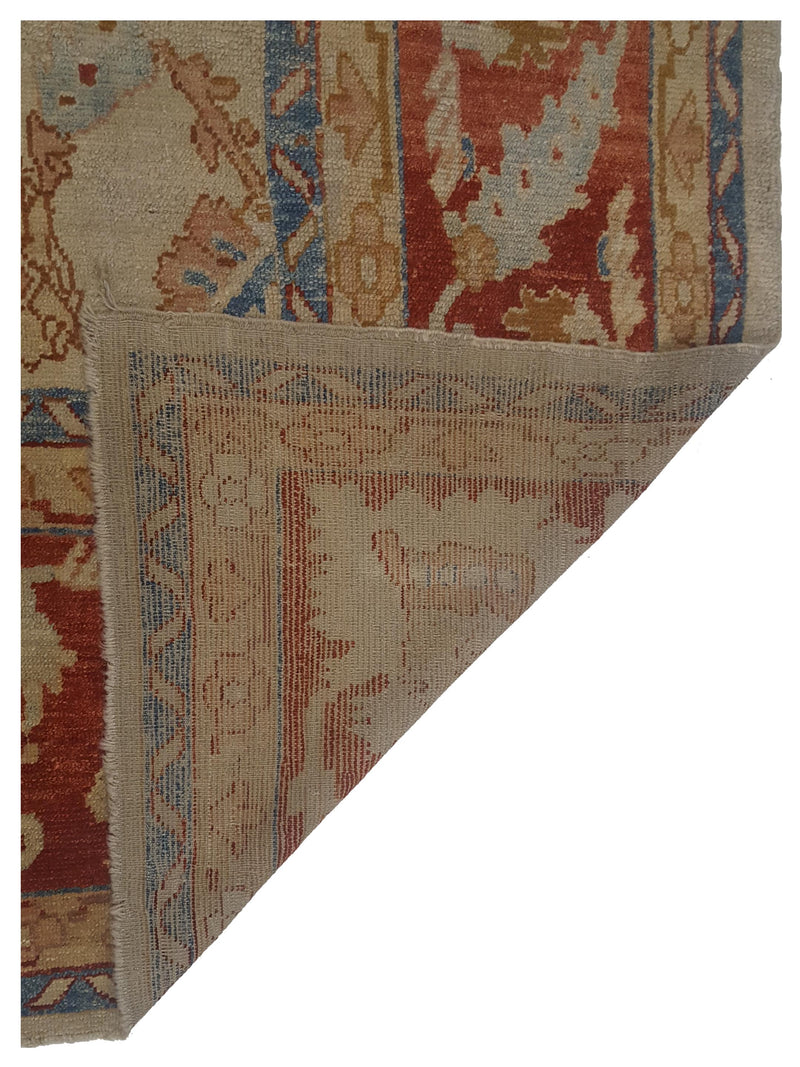 Pacific Ushak 67303 Beige Burgundy Traditional Hand Knotted Rug