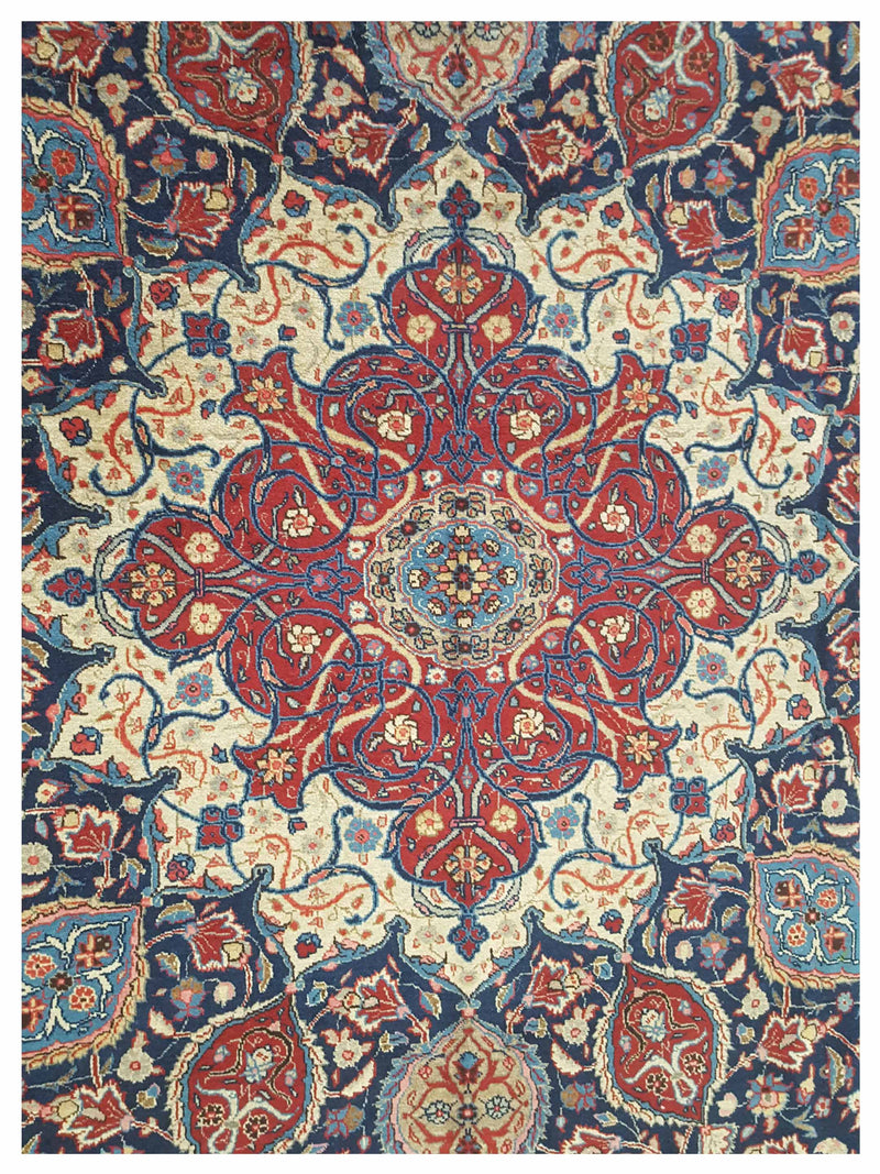 Pacific Tabriz 67315 Navy Ivory Traditional Hand Knotted Rug
