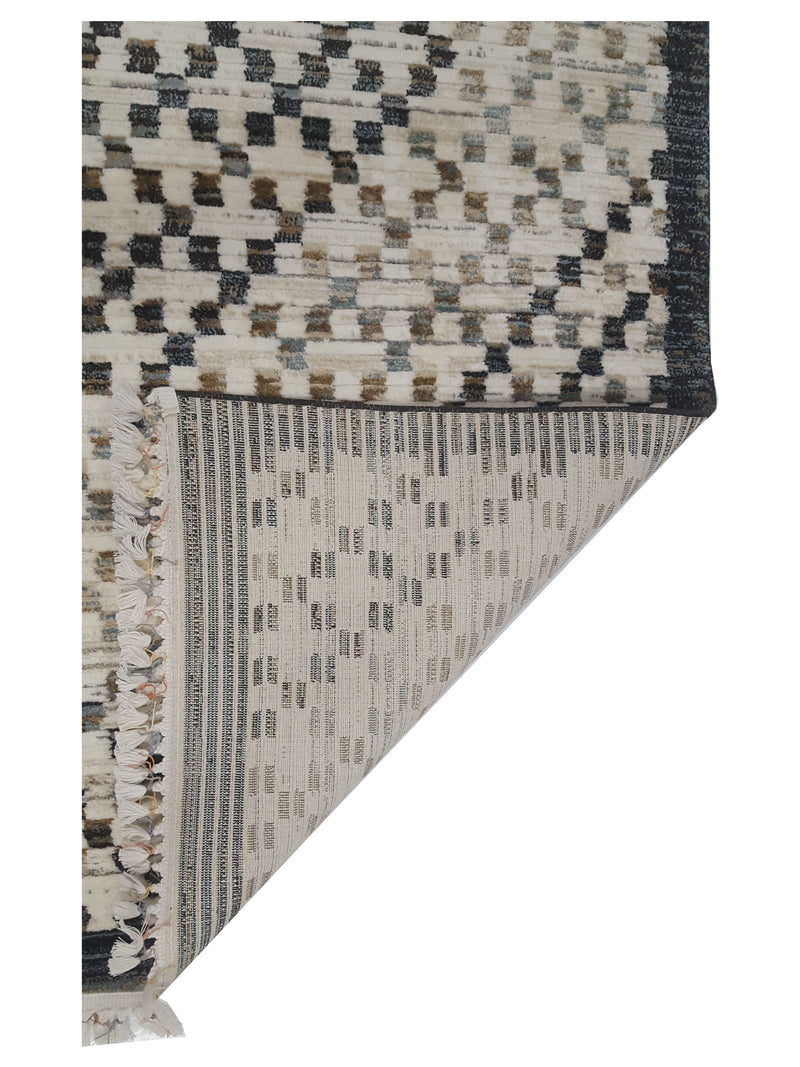 Pacific Aero 69742 Ivory Black Modern Power Loom Rug