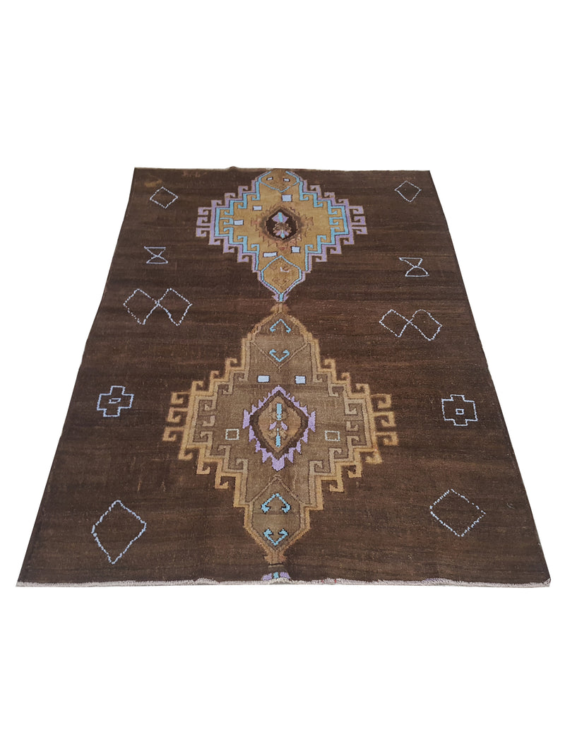 Pacific Kars 73829 Mocha Teal Transitional Hand Knotted Rug