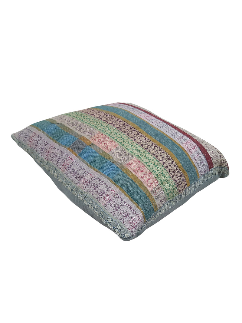Pacific Vintage Quilt Pillow 73882 Green Burgundy Pillow Hand Knotted Rug