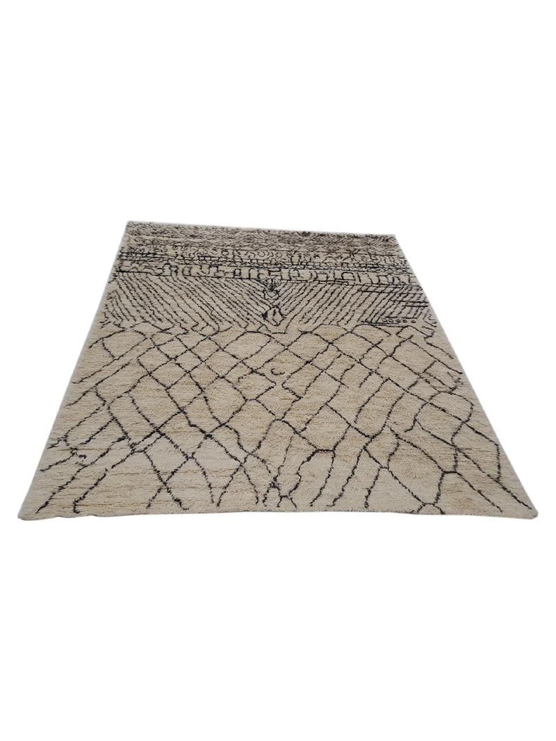 Pacific Moroccan MO-02 Ivory Charcoal Transitional Hand Knotted Rug
