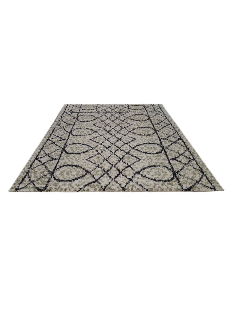 Pacific Moroccan MO-07 Ivory Sage Charcoal Transitional Hand Knotted Rug