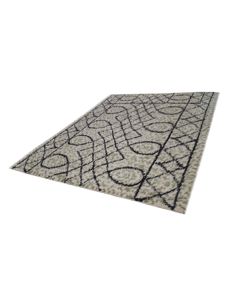 Pacific Moroccan MO-07 Ivory Sage Charcoal Transitional Hand Knotted Rug