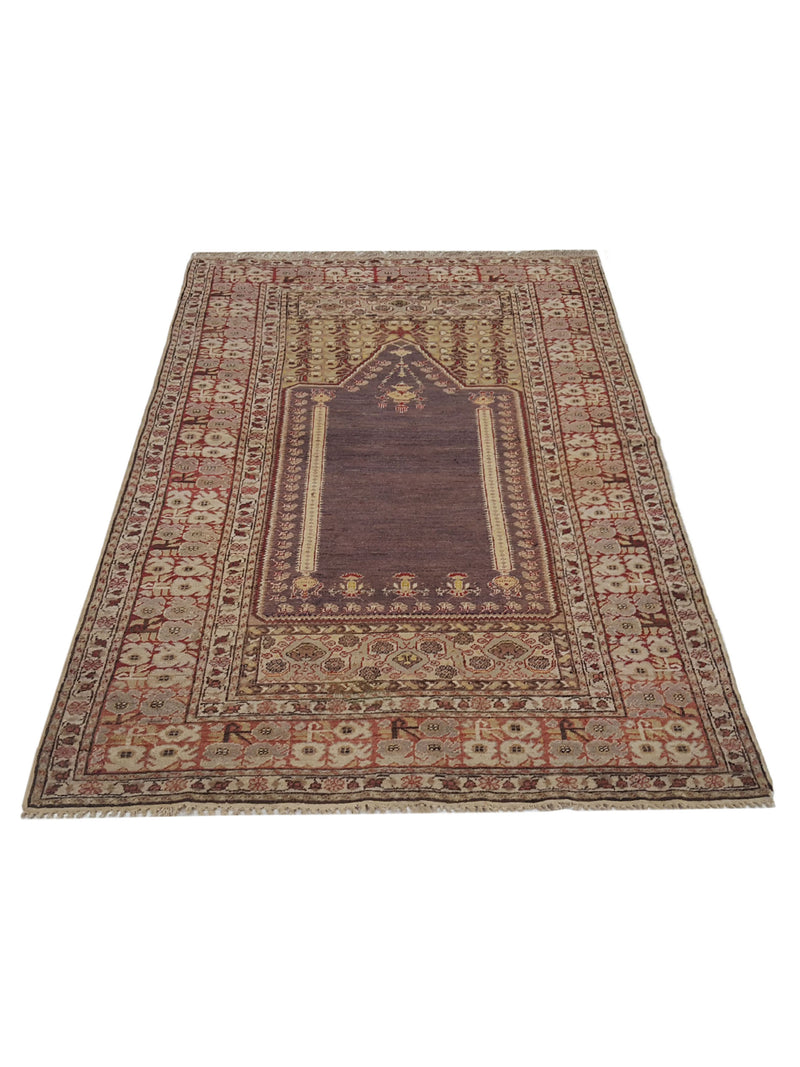 Fasa Kayseri 2030 Aubergine Tan Traditional Hand Knotted Rug