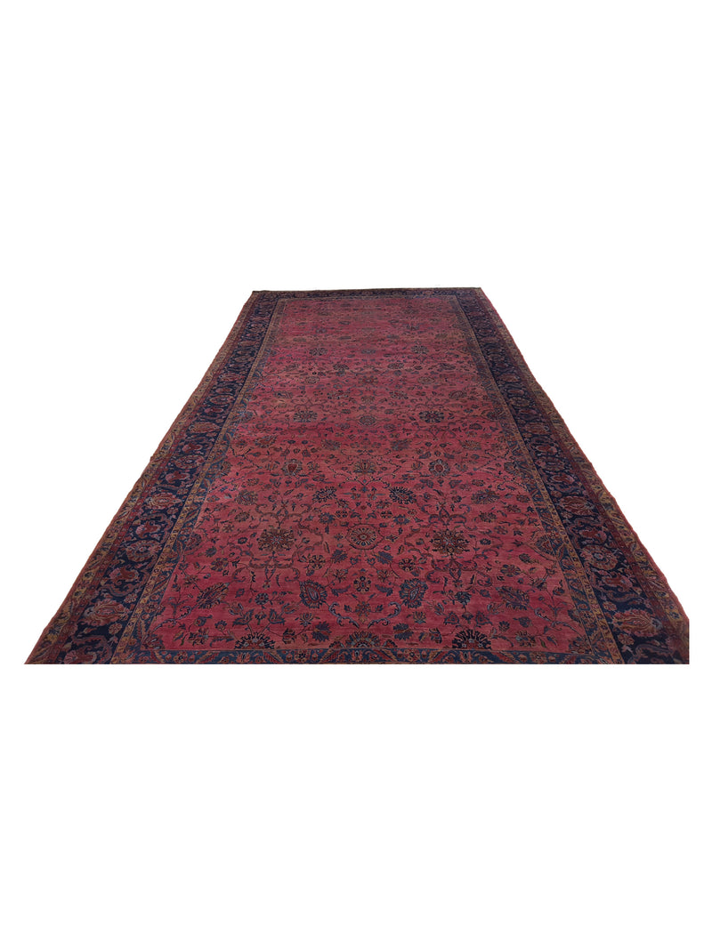 Fasa Antique Sarouk 2224 Pink Blue Traditional Antique Rug