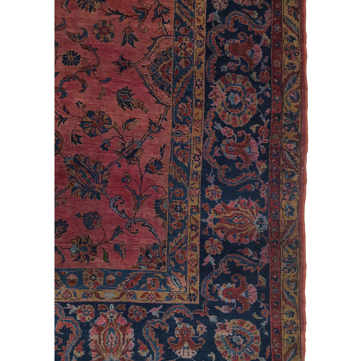 Fasa Antique Sarouk 2224 Pink Blue Traditional Antique Rug