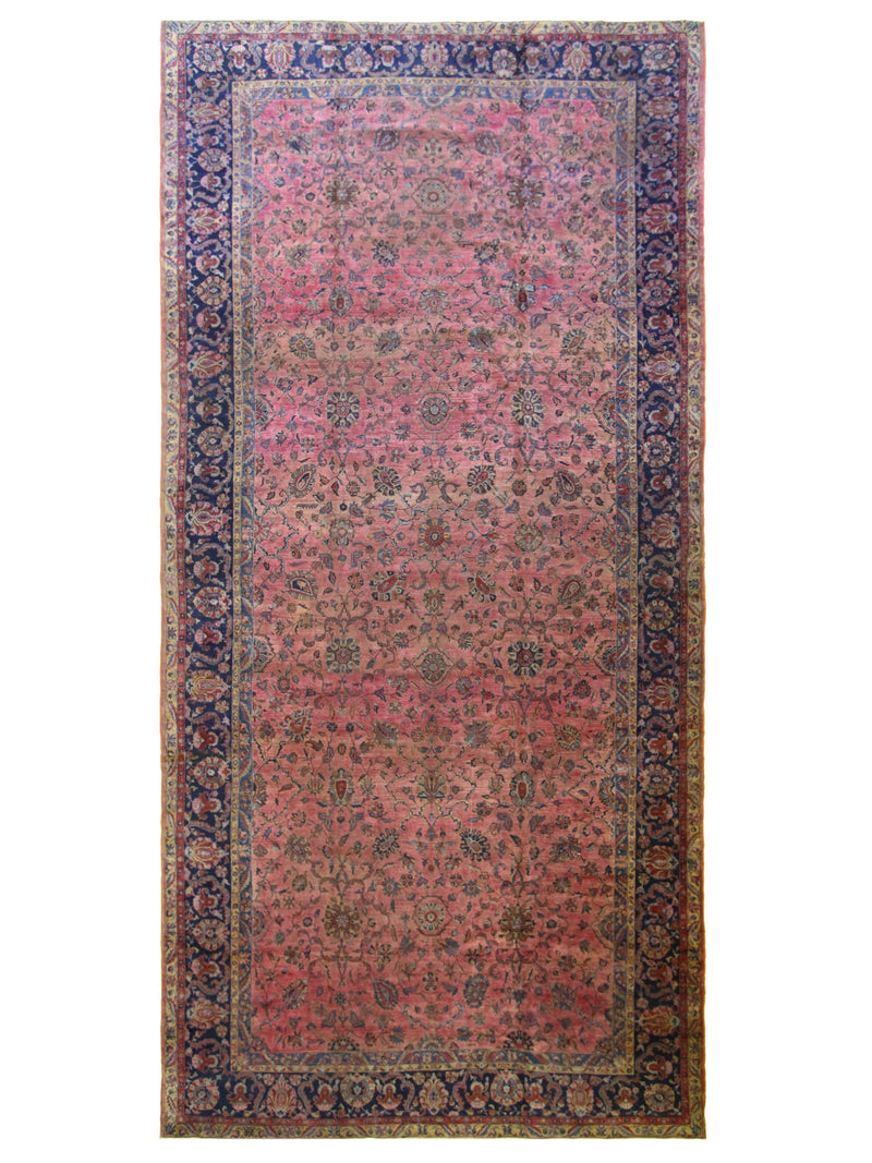 Fasa Antique Sarouk  Pink Blue Traditional