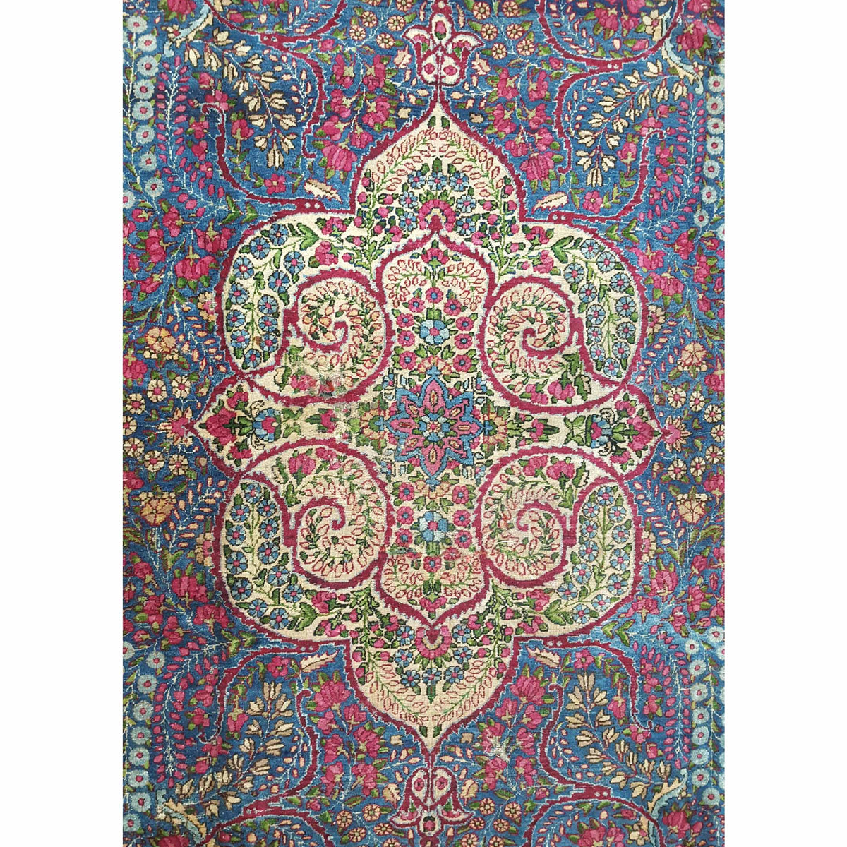 Fasa Antique Lavar Kerman 2237 Purple Ivory Traditional Antique Rug