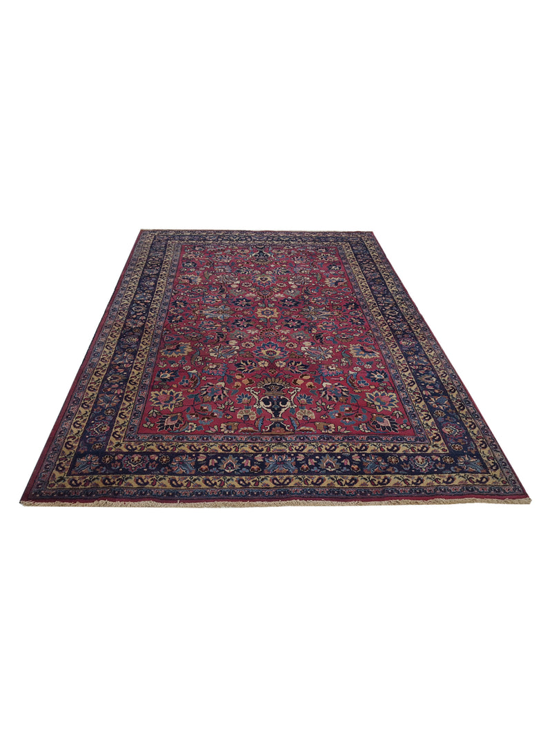 Fasa Antique Mashad 2275 Burgundy Black Traditional Antique Rug