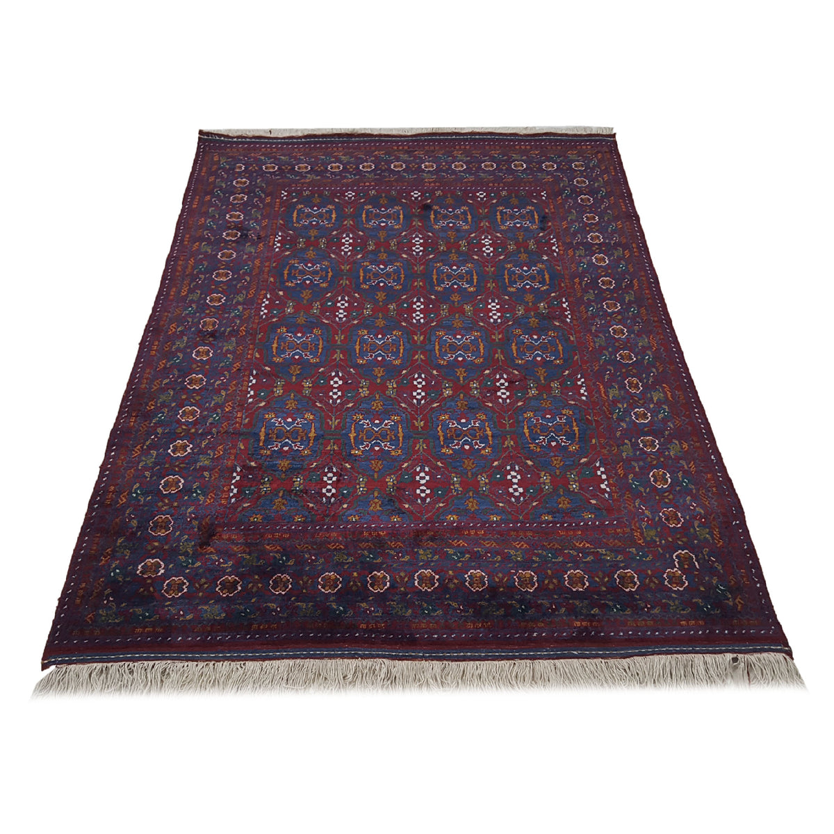 Pacific Afghan Silk 2318 Burgundy Burgundy Traditional Hand Knotted Rug