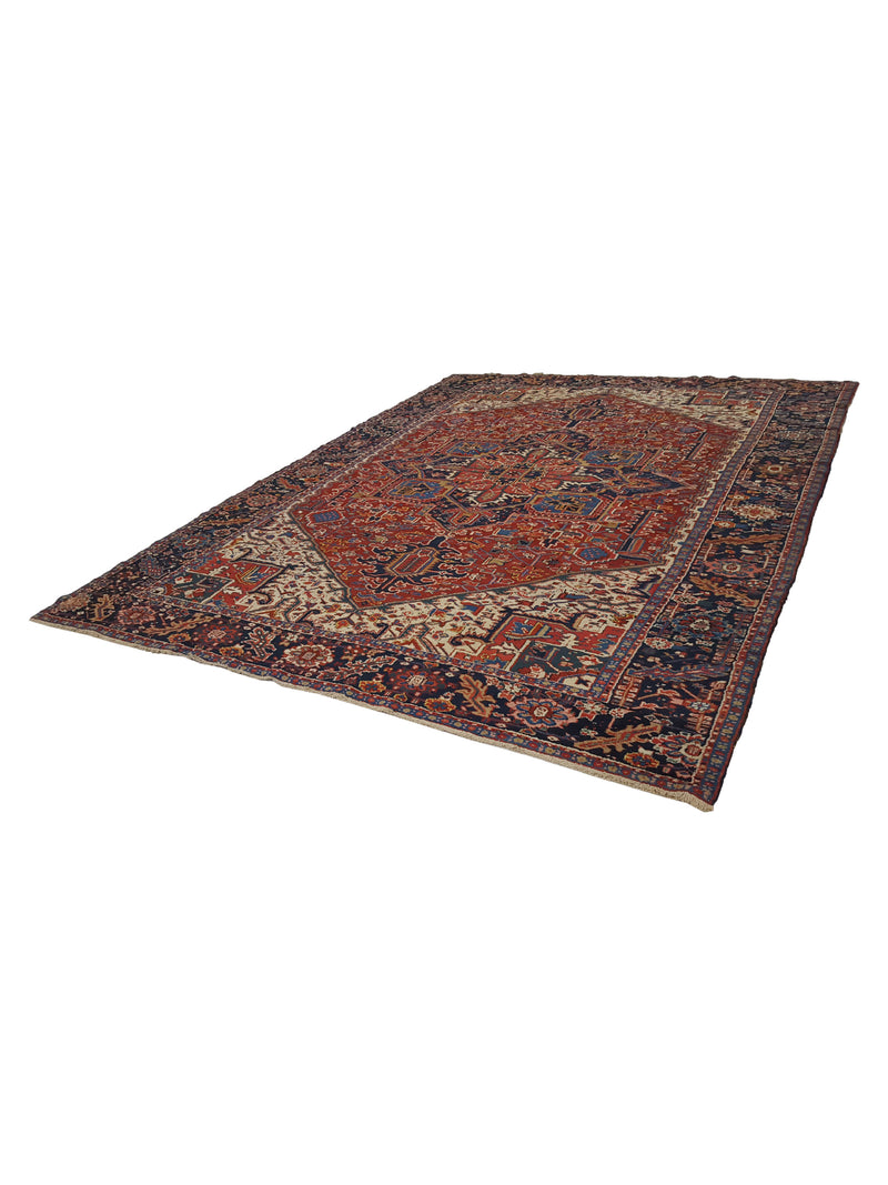 Fasa Antique Heriz 2349 Rust Indigo Traditional Antique Rug