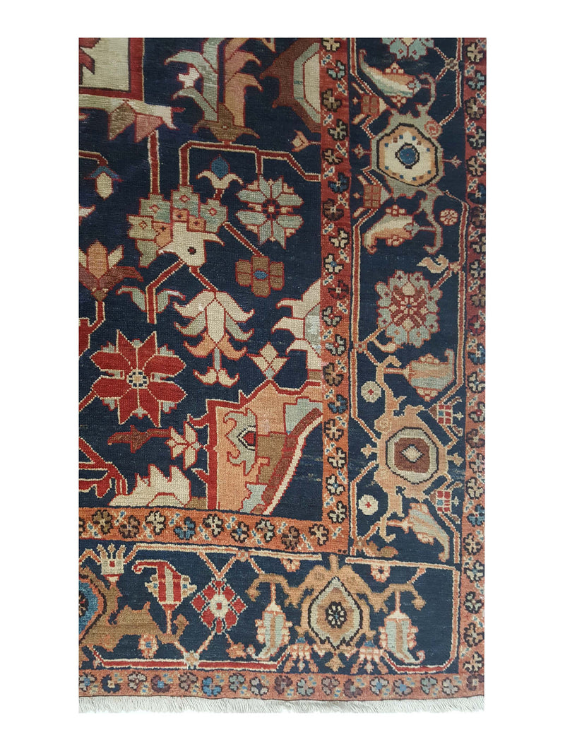 Fasa Antique Serapi 2442 Ivory Indigo Traditional Antique Rug