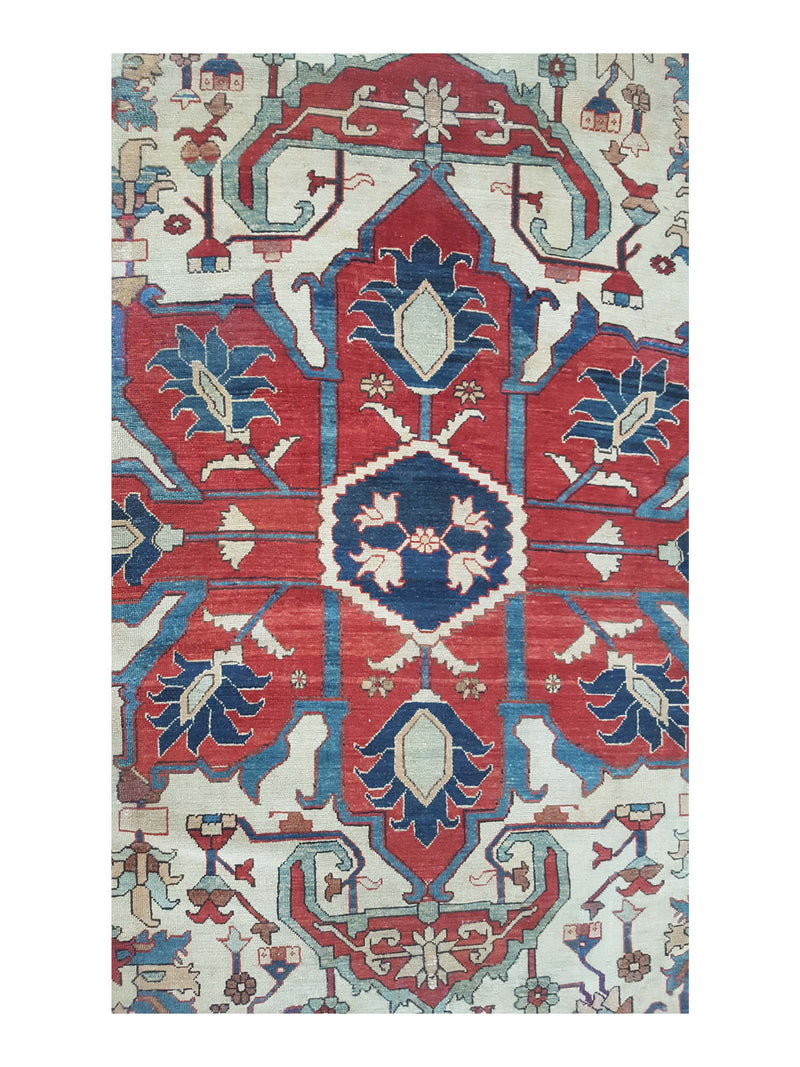 Fasa Antique Serapi 2442 Ivory Indigo Traditional Antique Rug
