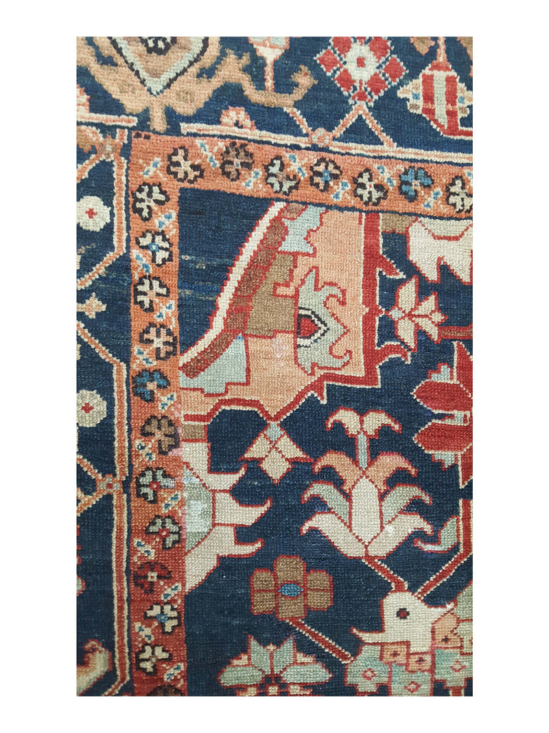 Fasa Antique Serapi 2442 Ivory Indigo Traditional Antique Rug