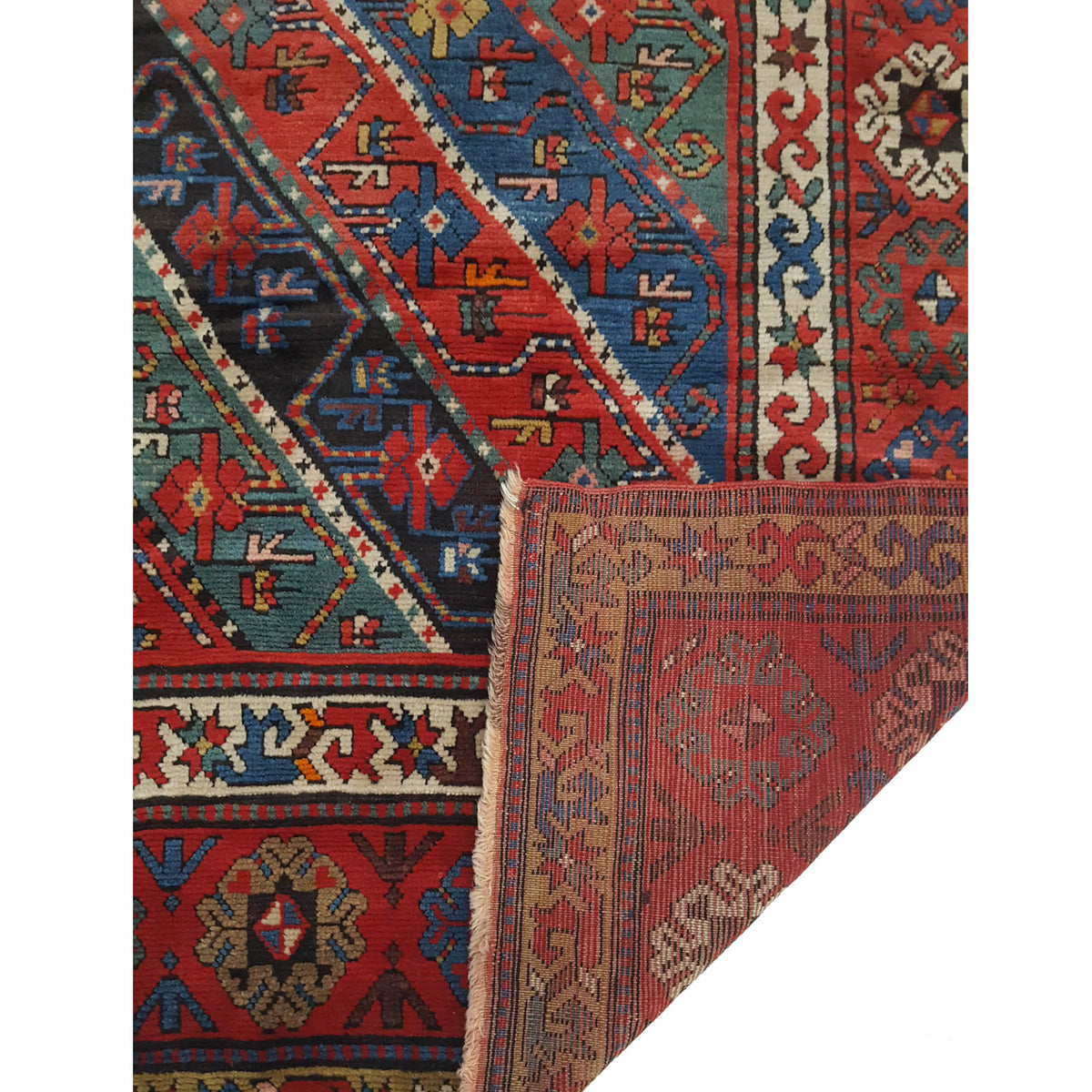 Fasa Antique Kazak 2524 Multi Rust Traditional Antique Rug