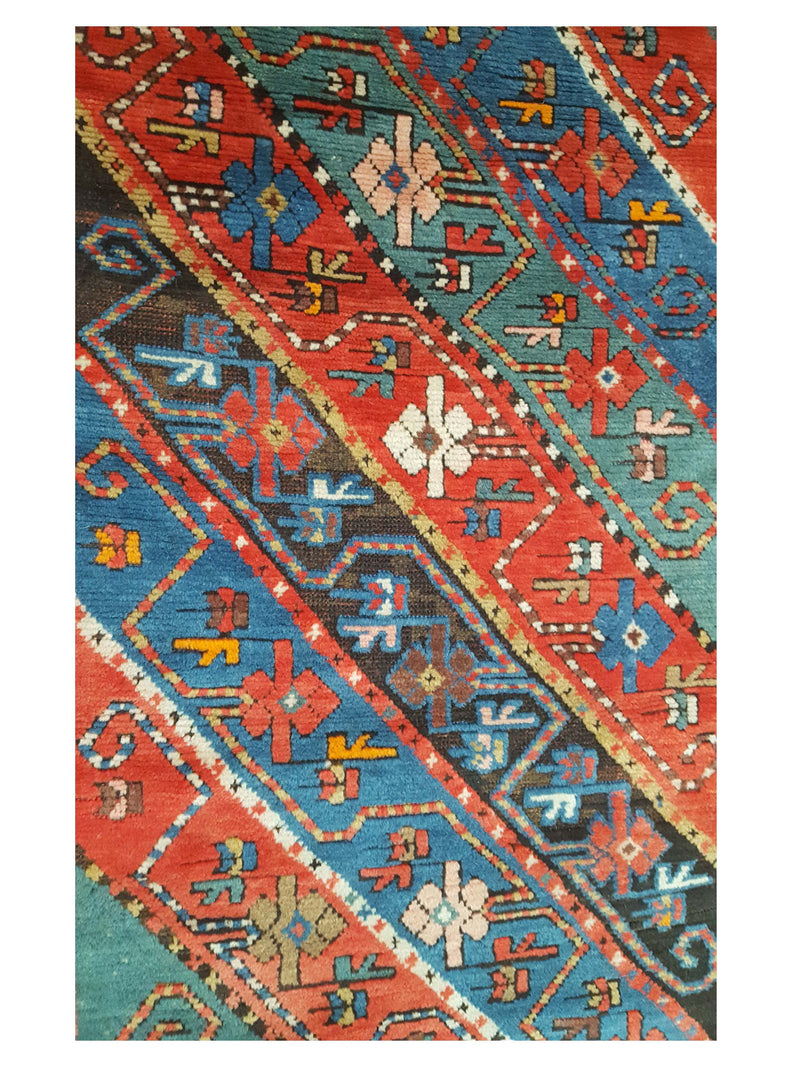Fasa Antique Kazak 2524 Multi Rust Traditional Antique Rug
