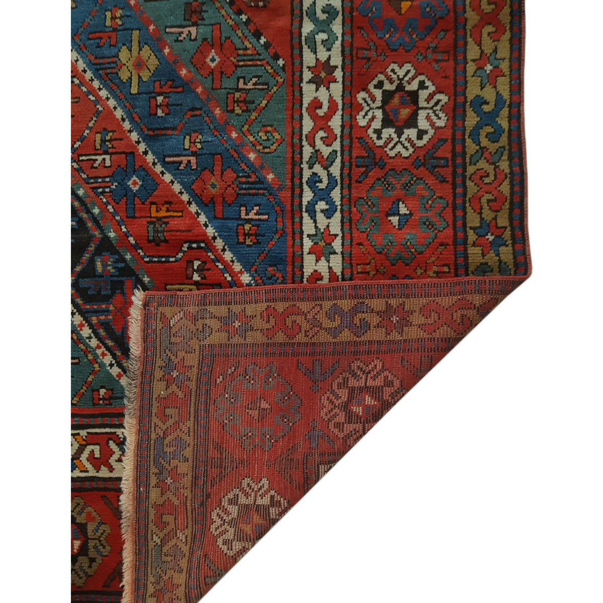Fasa Antique Kazak 2524 Multi Rust Traditional Antique Rug