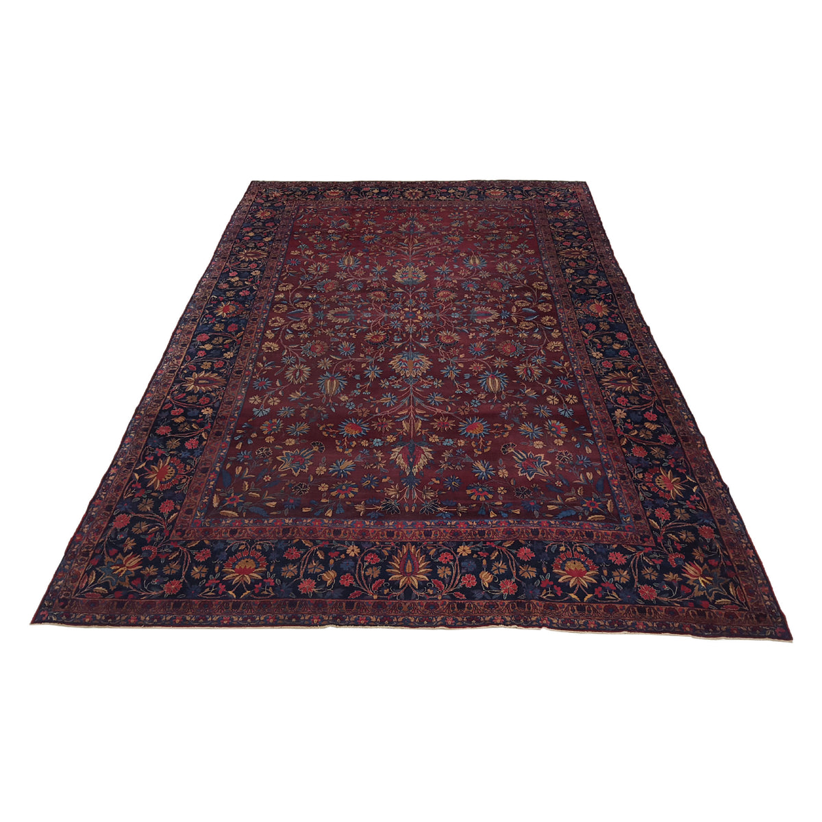 Fasa Antique Kerman 2570 Rust Indigo Traditional Antique Rug