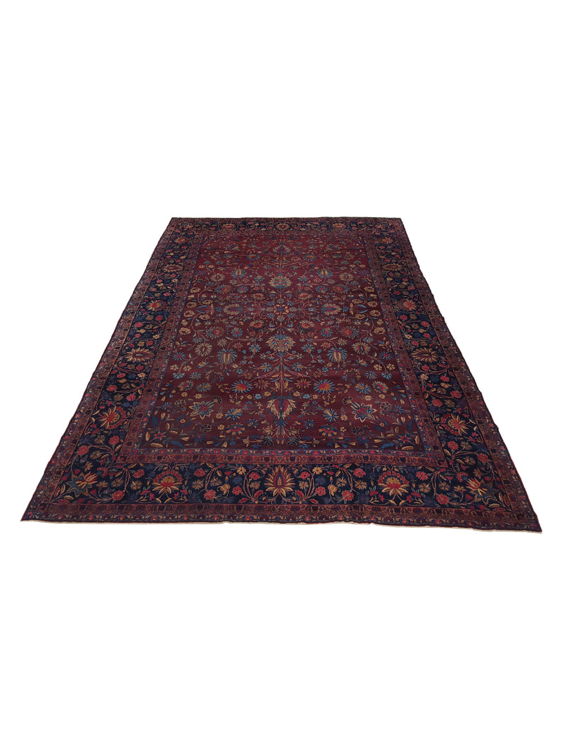Fasa Antique Kerman 2570 Rust Indigo Traditional Antique Rug