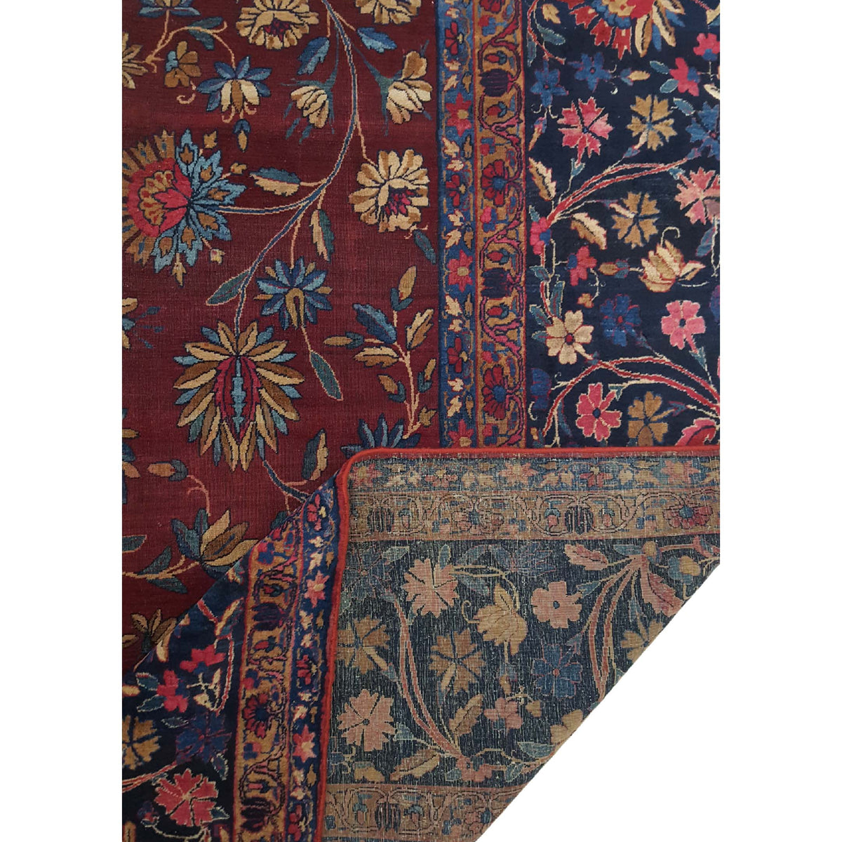 Fasa Antique Kerman 2570 Rust Indigo Traditional Antique Rug
