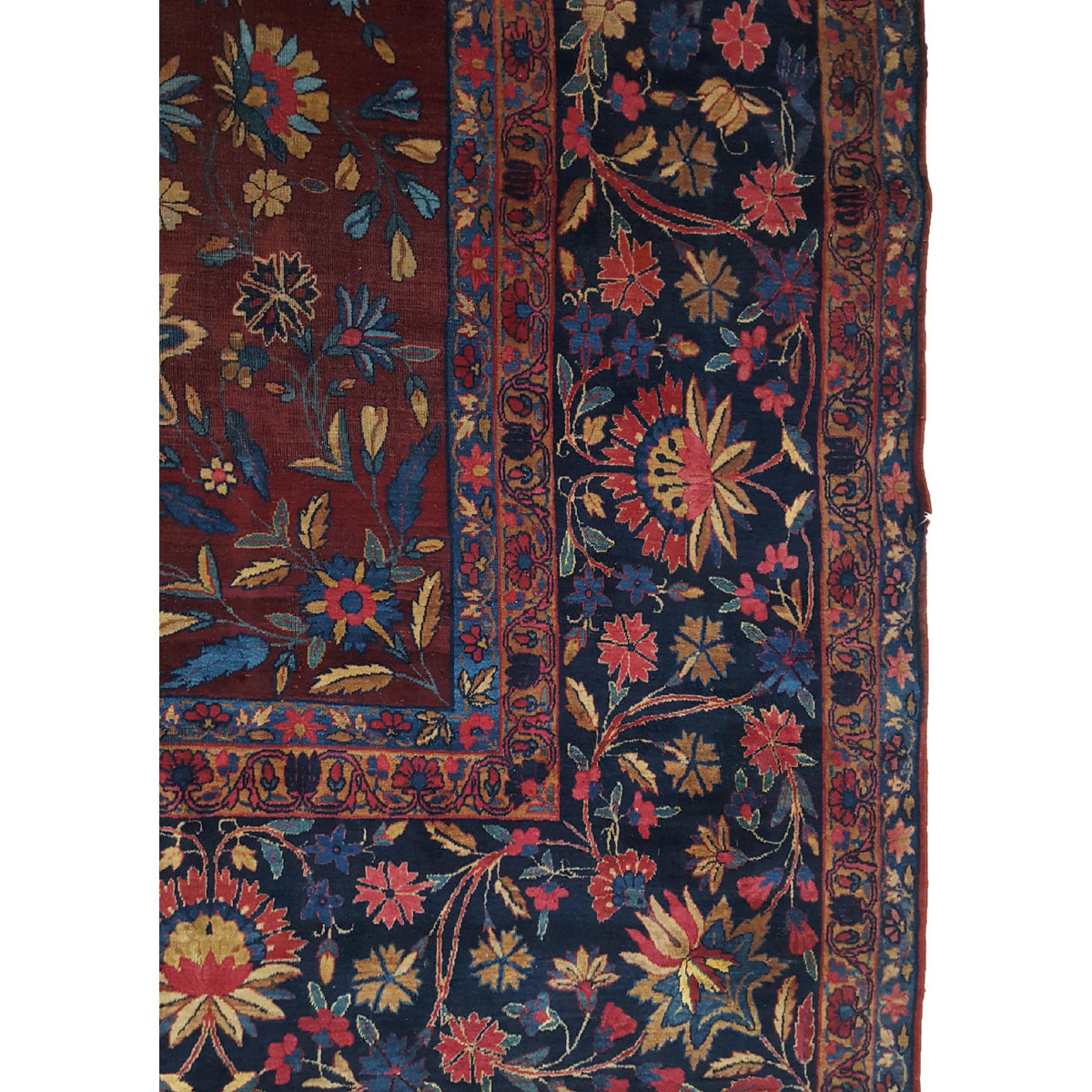 Fasa Antique Kerman 2570 Rust Indigo Traditional Antique Rug