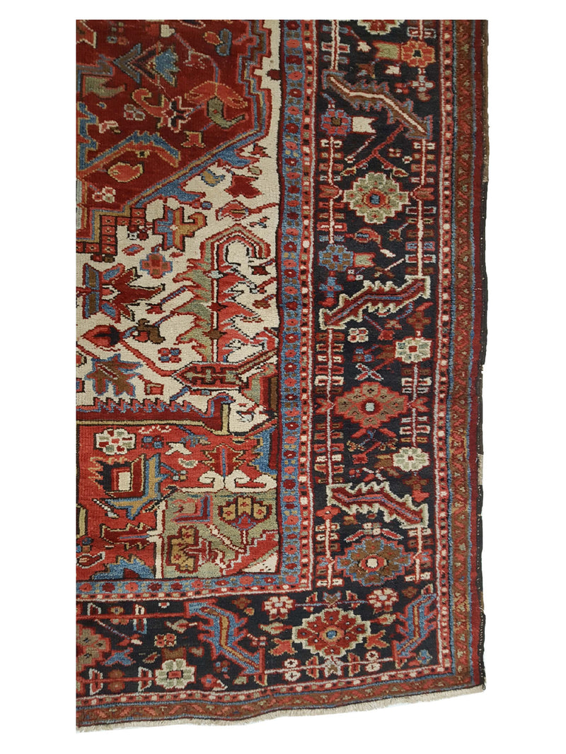 Fasa Antique Heriz 2575 Rust Navy Traditional Antique Rug