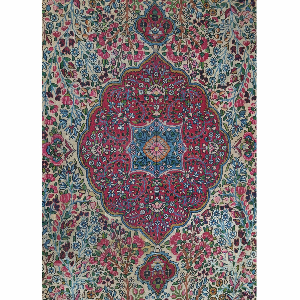 Fasa Antique Kerman 2617 Ivory Ivory Traditional Antique Rug