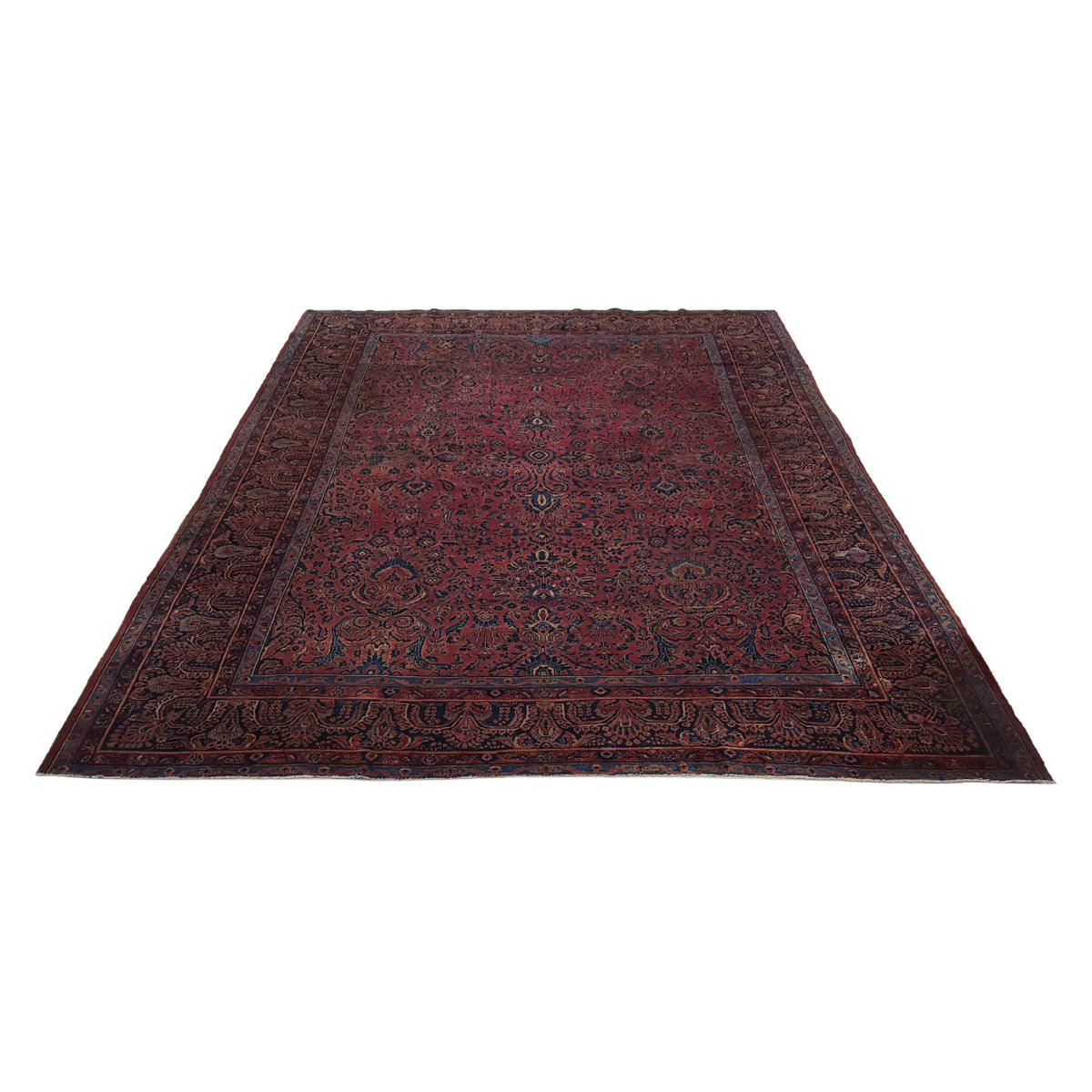 Fasa Antique Sarouk 2618 Burgundy Navy Traditional Antique Rug