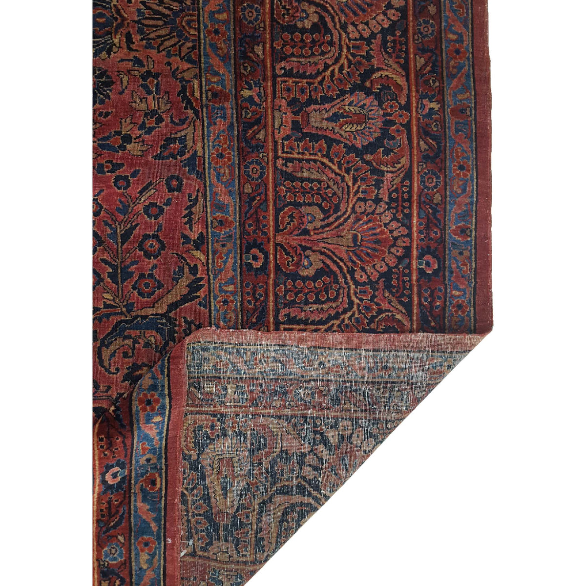 Fasa Antique Sarouk 2618 Burgundy Navy Traditional Antique Rug
