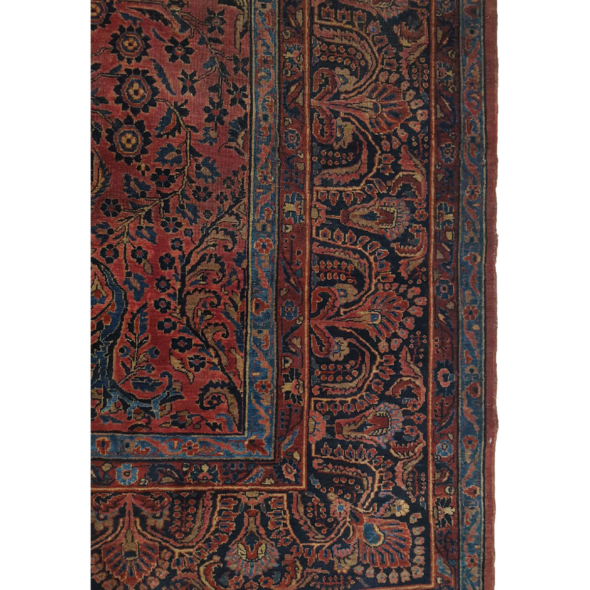 Fasa Antique Sarouk 2618 Burgundy Navy Traditional Antique Rug