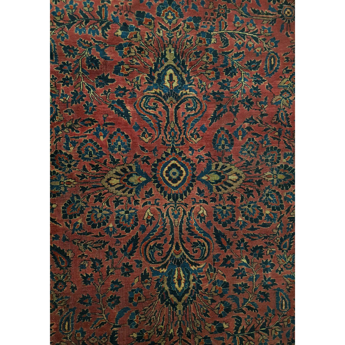 Fasa Antique Sarouk 2618 Burgundy Navy Traditional Antique Rug
