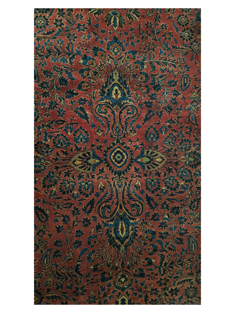 Fasa Antique Sarouk 2618 Burgundy Navy Traditional Antique Rug