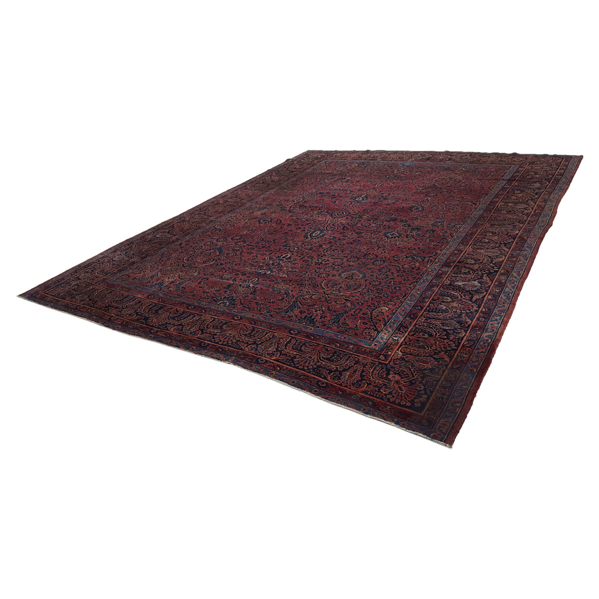 Fasa Antique Sarouk 2618 Burgundy Navy Traditional Antique Rug