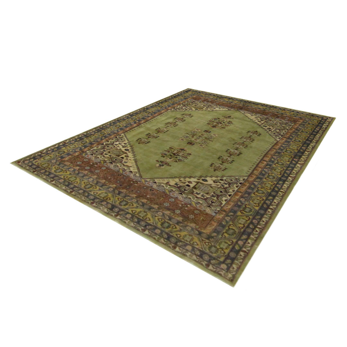 Fasa Antique Ushak 2653 Green Gold Traditional Antique Rug