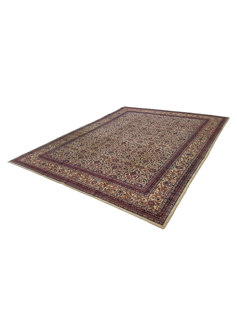 Fasa Antique Tabriz 2661 Ivory Beige Traditional Antique Rug