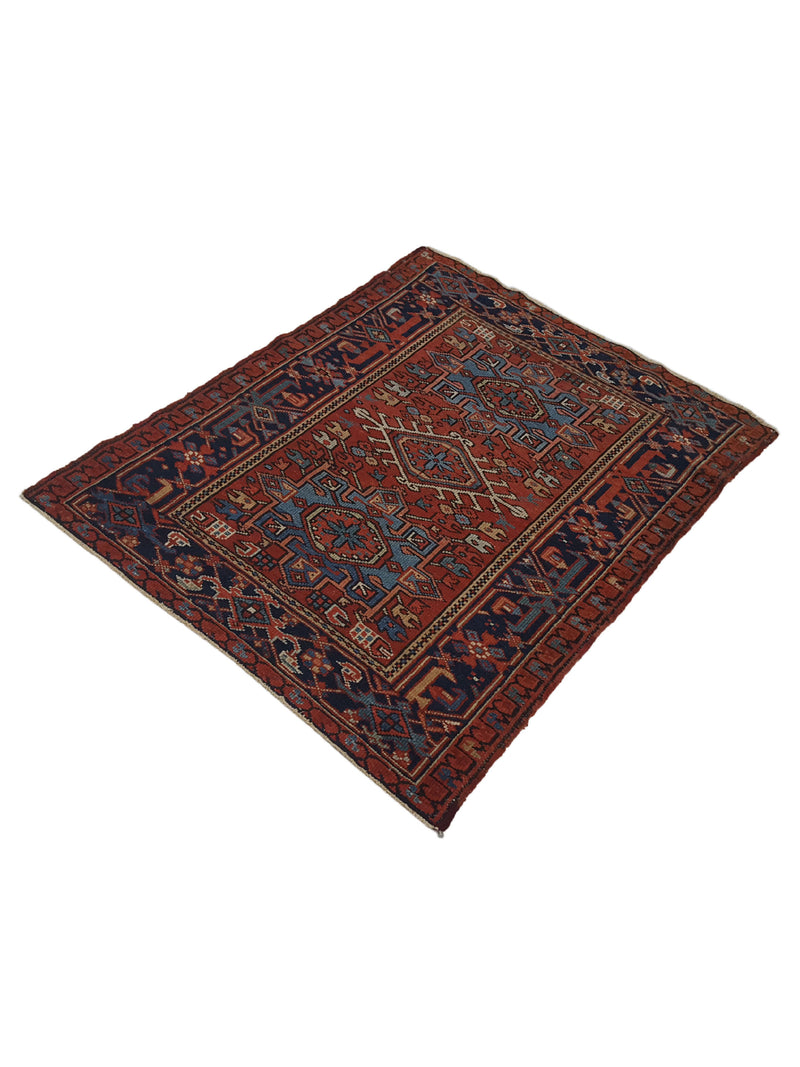 Fasa Antique Karajah 2681 Rust Blue Traditional Antique Rug