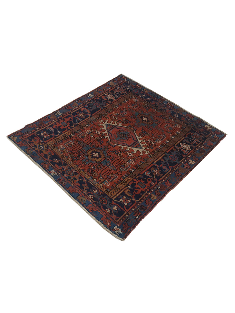Fasa Antique Heriz 2682 Blue Navy Traditional Antique Rug
