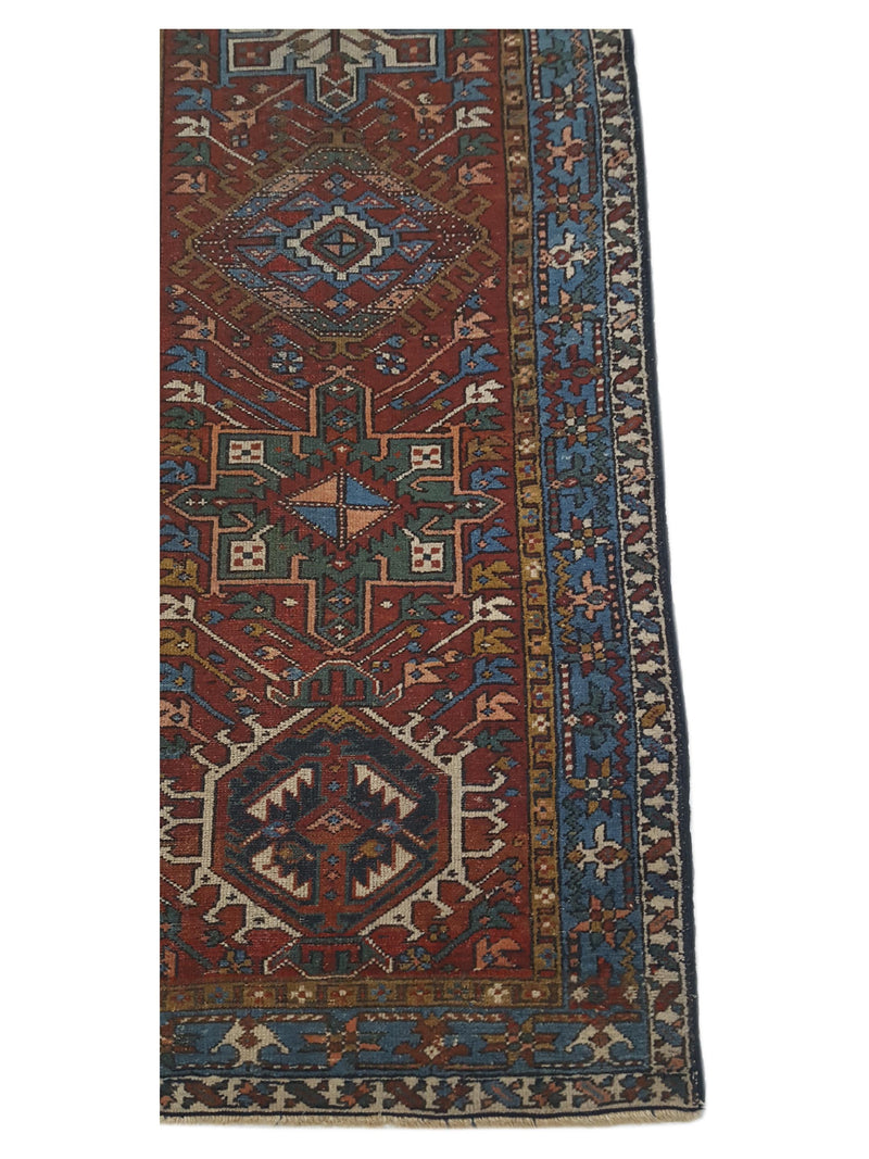 Fasa Antique Heriz 2751 Rust Blue Traditional Antique Rug
