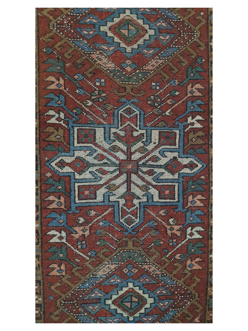 Fasa Antique Heriz 2751 Rust Blue Traditional Antique Rug