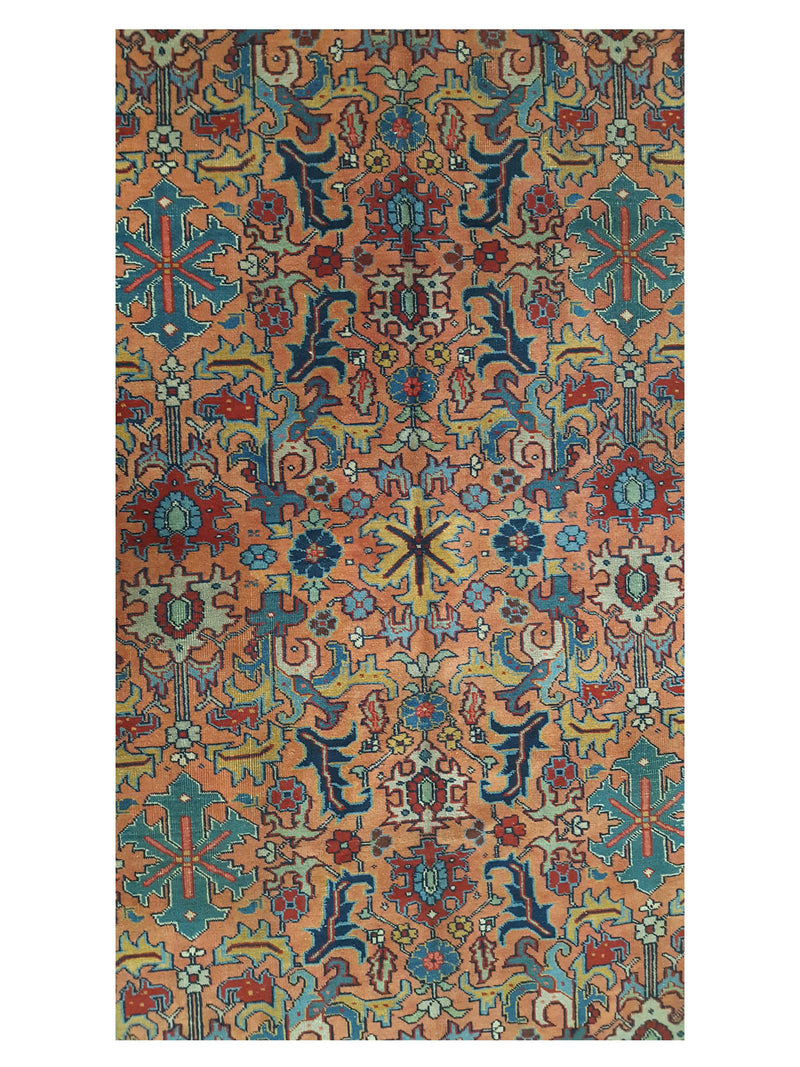 Fasa Antique Heriz 2837 Orange Indigo Traditional Antique Rug