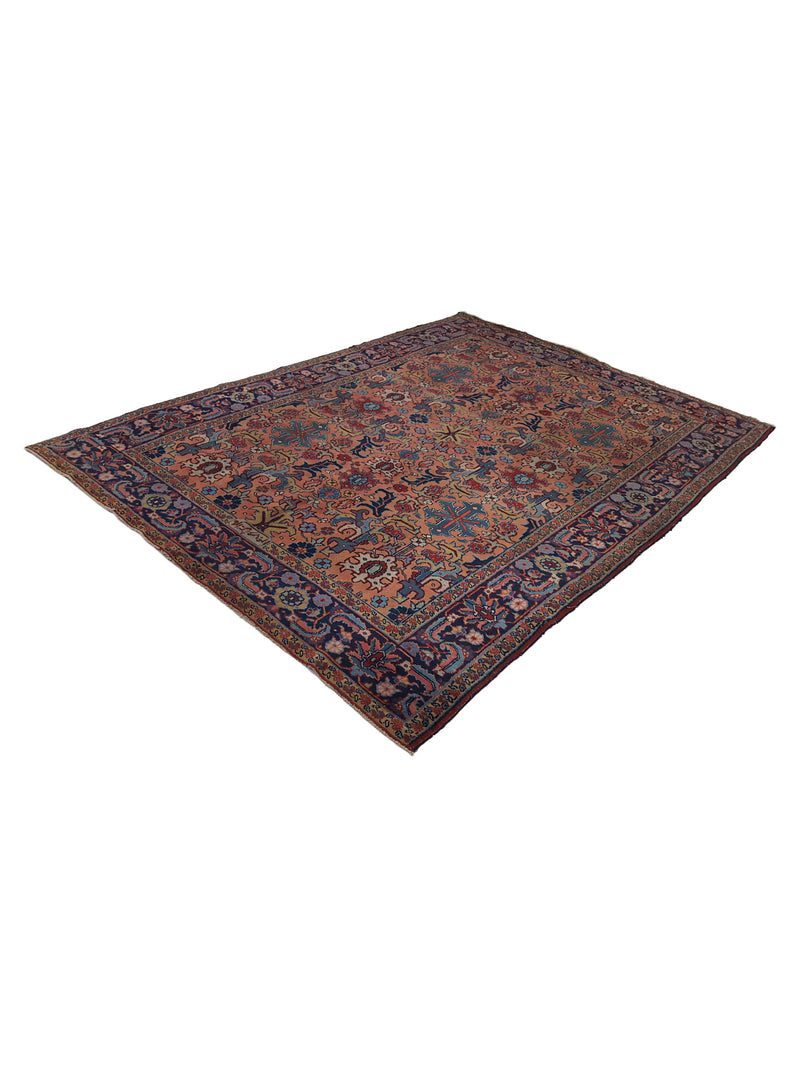 Fasa Antique Heriz 2837 Orange Indigo Traditional Antique Rug